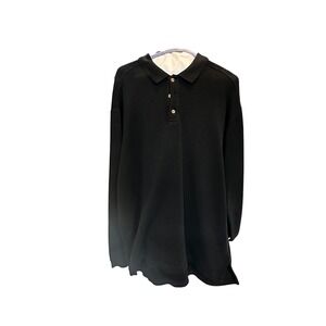 Tommy Bahama Mens Black Silk Cotton Textured Long Sleeve Polo Shirt XL